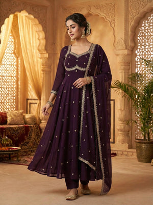 Designer Fox Georgette Umbrella Gown Set With 3MM Rembo Sequence & Dupatta - LAASYNA