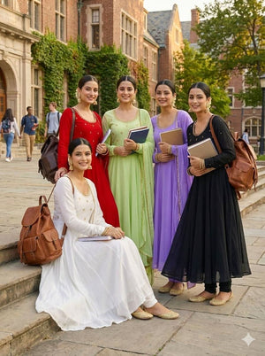 Designer Georgette Hand Mirror Work Gown Set With Dupatta - LAASYNA