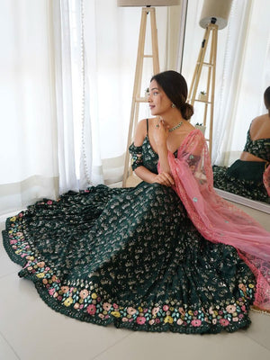 Sequins Embroidered Fox Georgette Lehenga Choli With Net Dupatta - LAASYNA