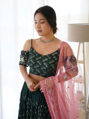 Sequins Embroidered Fox Georgette Lehenga Choli With Net Dupatta - LAASYNA