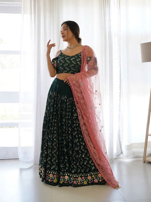 Sequins Embroidered Fox Georgette Lehenga Choli With Net Dupatta - LAASYNA