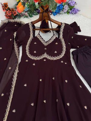 Designer Fox Georgette Umbrella Gown Set With 3MM Rembo Sequence & Dupatta - LAASYNA