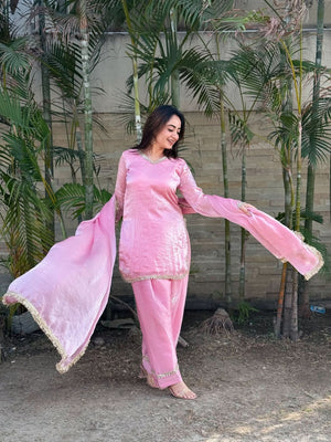 EID Special Designer Farsi Salwar Set With Dupatta – Fendi Satin Silk Ethnic Wear - LAASYNA