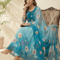 Fox Georgette Party Wear Gown Set With Dupatta & Pant - LAASYNA