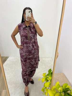 Monsoon Special PV Cotton Western Cord Set (Sleeveless Kurta With Pathani Pant) - LAASYNA