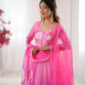 Organza Taby Silk 14 Kali Digital Print Gown Set With Dupatta & Pant - LAASYNA