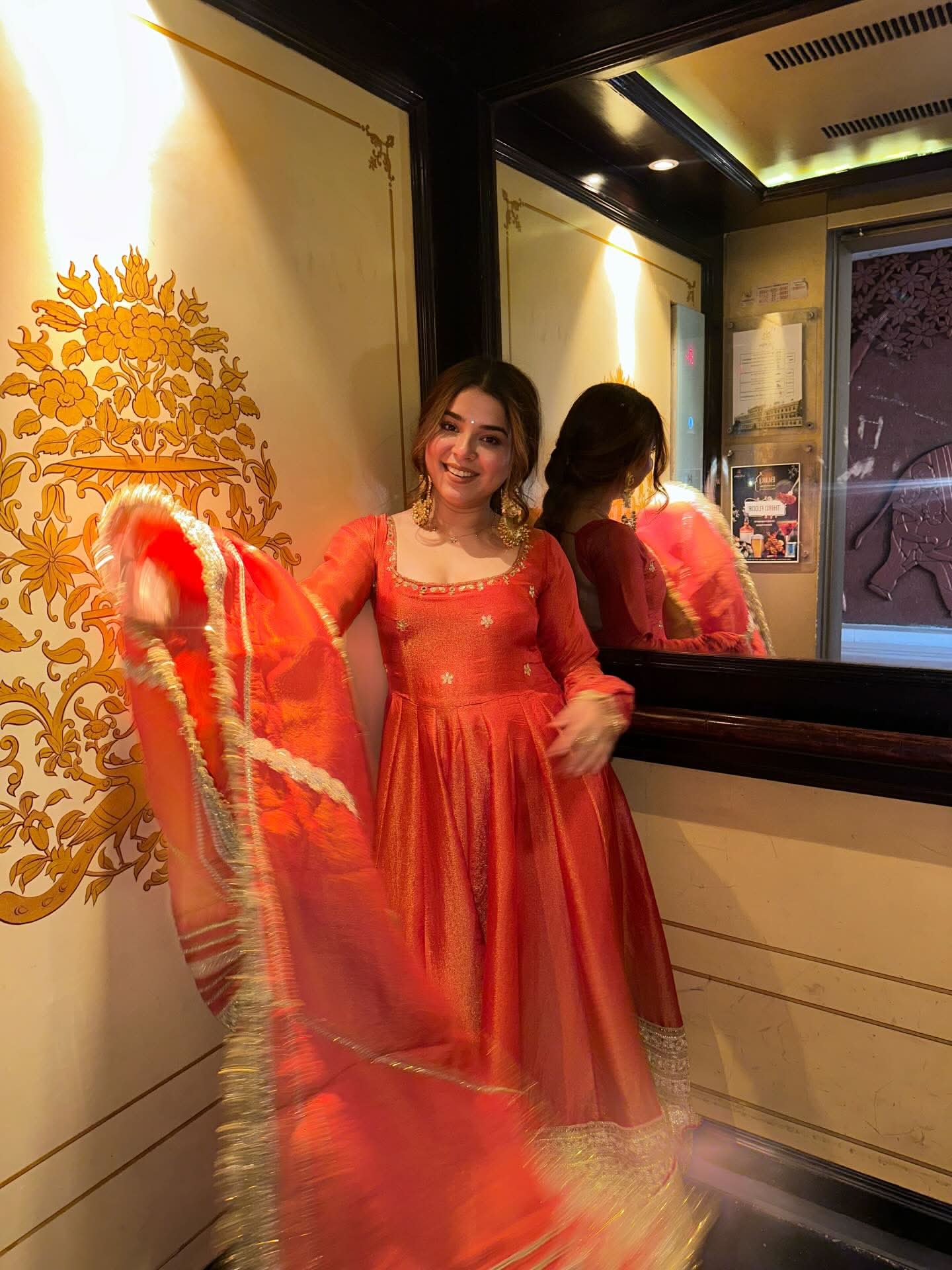 Rust Colour Chinon Silk Anarkali Gown Set With Dupatta – Heavy Embroidery Party Wear - LAASYNA