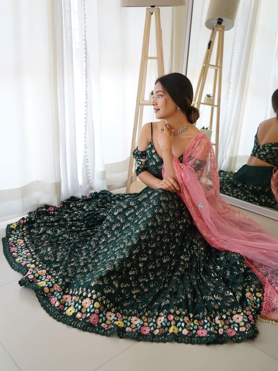 Sequins Embroidered Fox Georgette Lehenga Choli With Net Dupatta - LAASYNA