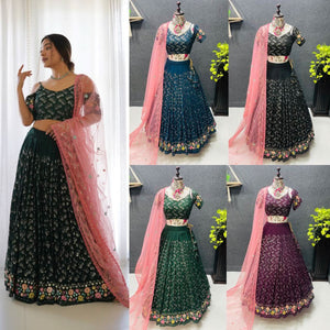 Sequins Embroidered Fox Georgette Lehenga Choli With Net Dupatta - LAASYNA