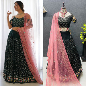 Sequins Embroidered Fox Georgette Lehenga Choli With Net Dupatta - LAASYNA