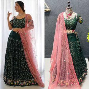 Sequins Embroidered Fox Georgette Lehenga Choli With Net Dupatta - LAASYNA