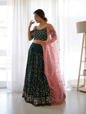 Sequins Embroidered Fox Georgette Lehenga Choli With Net Dupatta - LAASYNA
