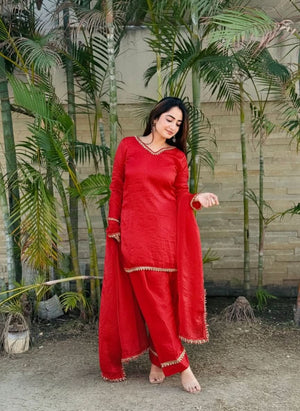 Special Designer Farsi Salwar Set With Dupatta – Fendi Satin Silk Ethnic Wear - LAASYNA