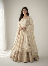Tusar Chinon Silk Anarkali Gown Set With Dupatta – Heavy Embroidery Party Wear - LAASYNA